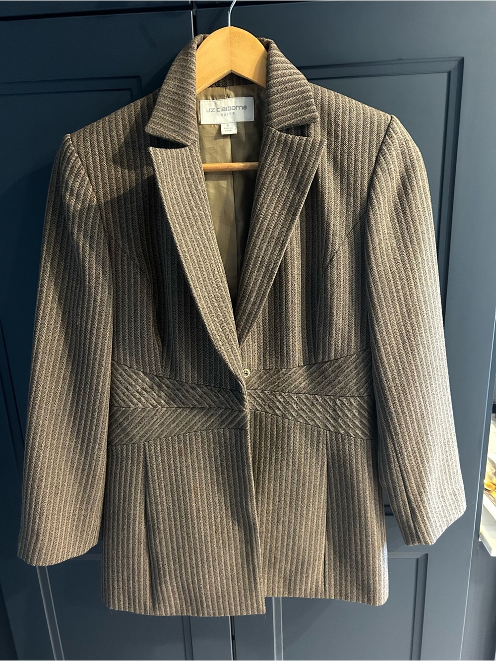 Liz Claiborne Brown Pinstripe Tailored Blazer